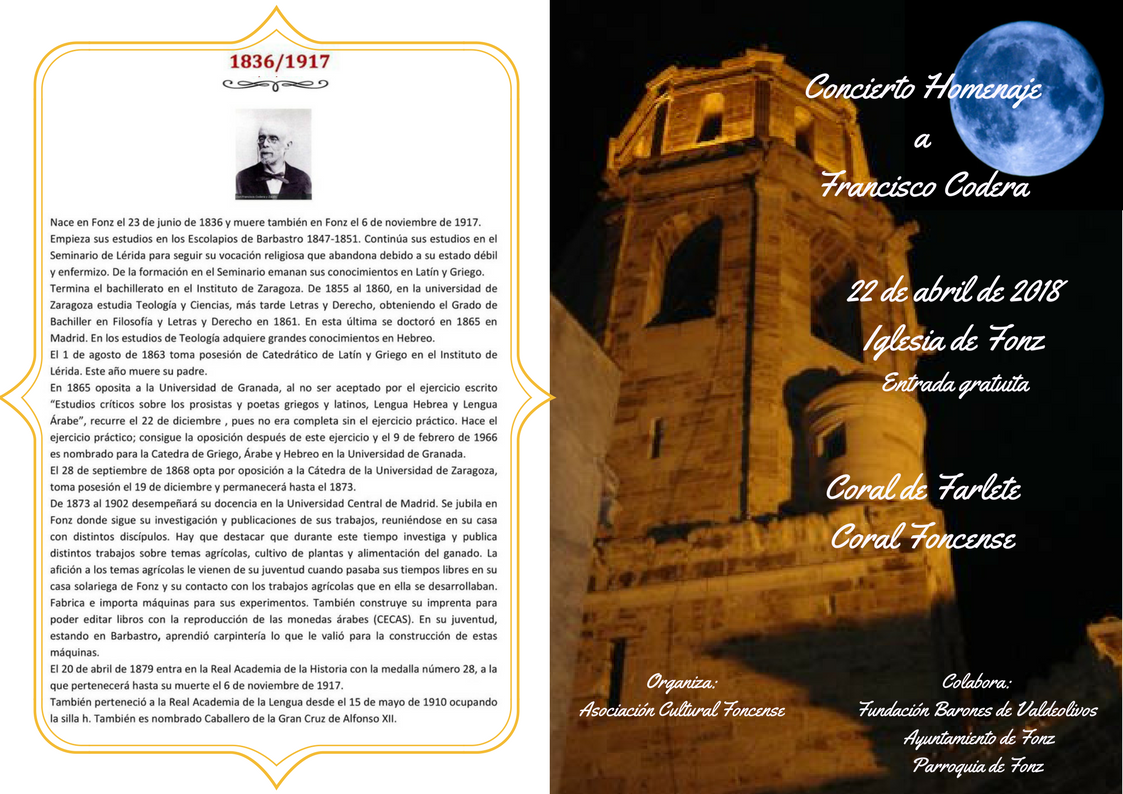 Concierto de la Coral Foncense en homenaje a Francisco Codera