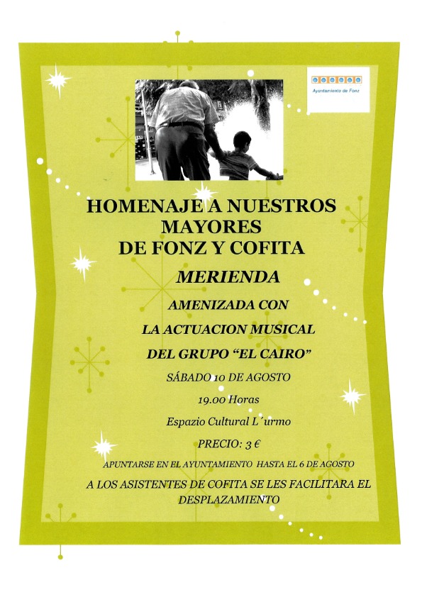 Fonz honra a los mayores del municipio con una fiesta el sábado 10 de agosto