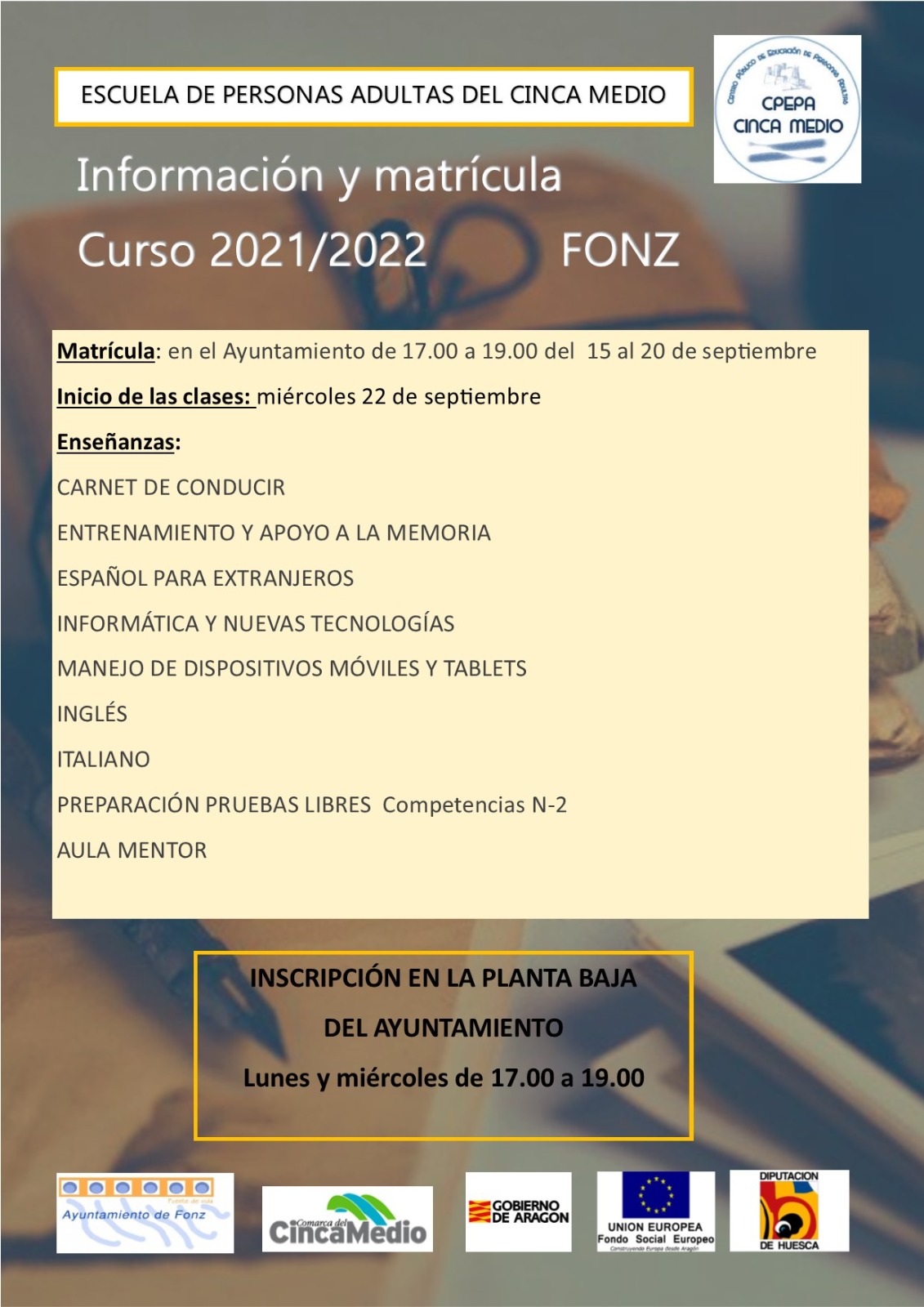 Comienzan las clases de adultos en Fonz y Cofita